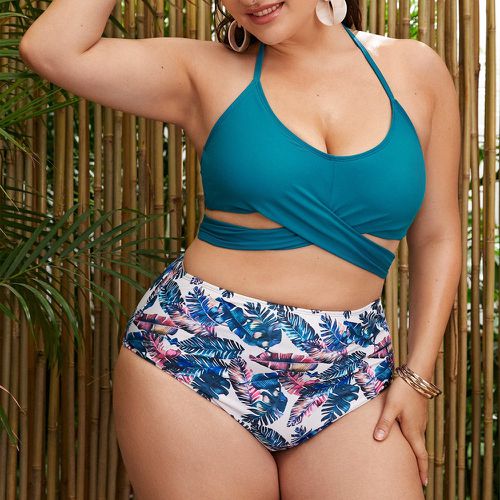 Bikini à imprimé tropical croisé - SHEIN - Modalova