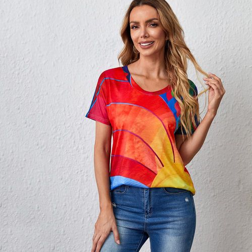 T-shirt à blocs de couleurs manches courtes - SHEIN - Modalova