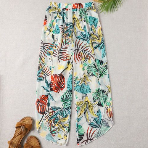 Pantalon de plage à imprimé tropical fendu - SHEIN - Modalova