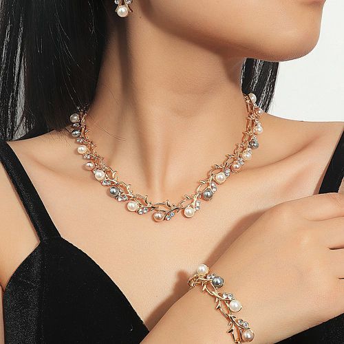 Collier avec fausse perle & Bracelet & 1 paire Boucles d'oreilles - SHEIN - Modalova