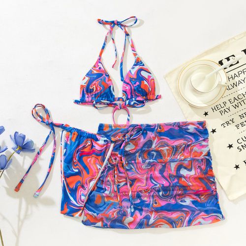 Pièces à motif fluide abstrait Bikini & Jupe de plage - SHEIN - Modalova