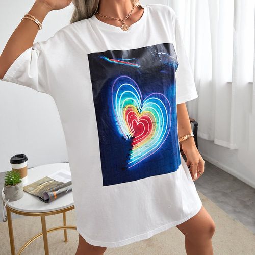 T-shirt à imprimé cœur manches courtes - SHEIN - Modalova