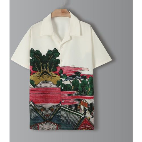 Chemise avec imprimé paysage à bouton - SHEIN - Modalova