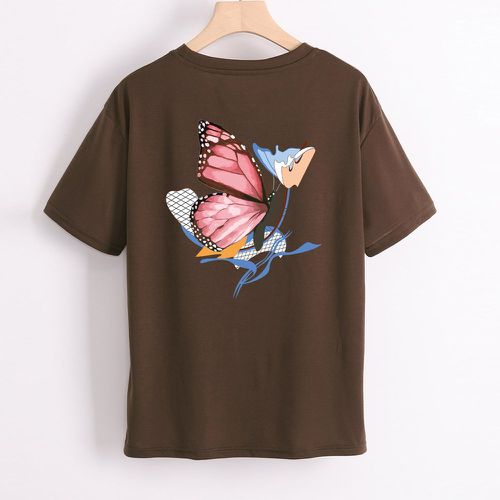 T-shirt à motif de papillon et à motif de lettre - SHEIN - Modalova