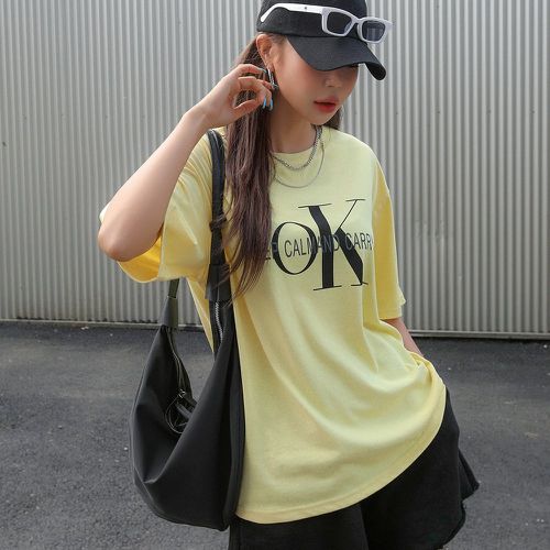 T-shirt long à motif de lettres - SHEIN - Modalova