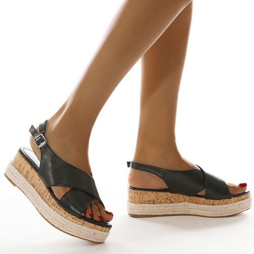 Sandales compensées minimaliste à boucle à bride arrière - SHEIN - Modalova