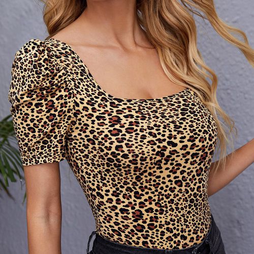 T-shirt léopard manches bouffantes - SHEIN - Modalova