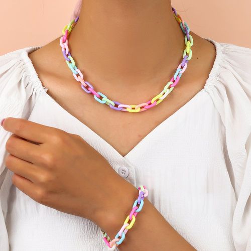 Collier à chaîne à blocs de couleurs & Bracelet - SHEIN - Modalova