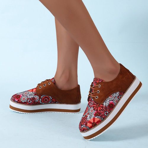 Chaussures plate-forme fleuries à lacets - SHEIN - Modalova