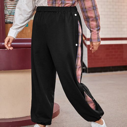 Pantalon de survêtement à carreaux à bouton - SHEIN - Modalova