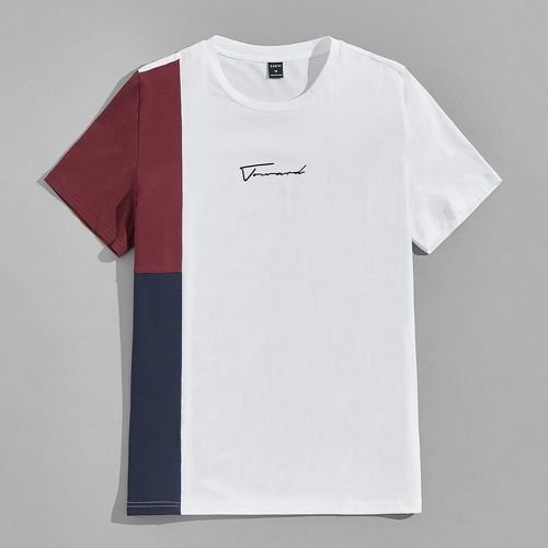 T-shirt à lettre à blocs de couleurs - SHEIN - Modalova