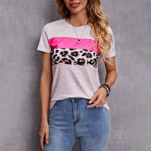 T-shirt à léopard blocs de couleur - SHEIN - Modalova