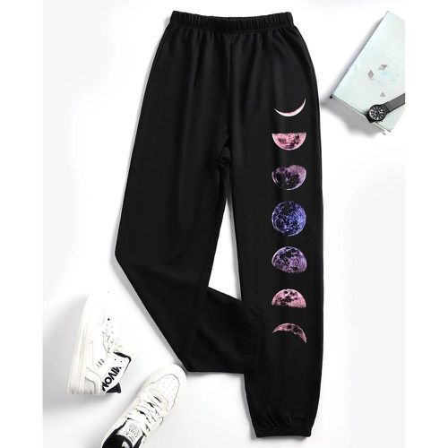 Pantalon de survêtement à imprimé lune taille élastique - SHEIN - Modalova