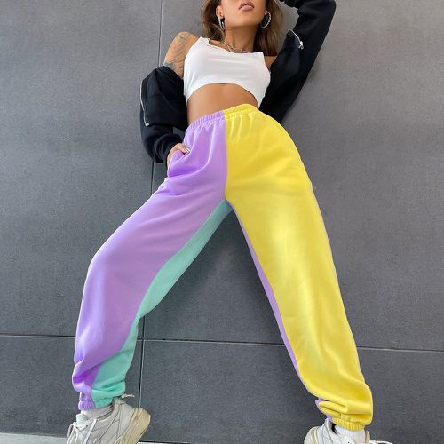 Pantalon de survêtement à blocs de couleurs à poche - SHEIN - Modalova