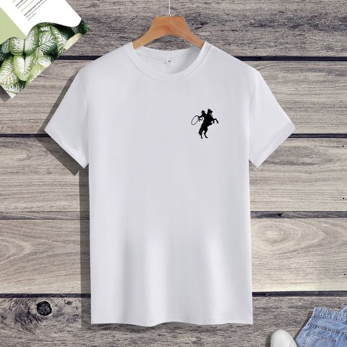 T-shirt à imprimé cheval et figure - SHEIN - Modalova