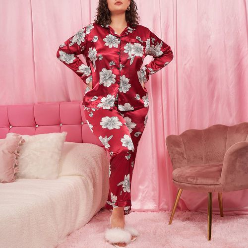 Ensemble de pyjama à imprimé floral en satin - SHEIN - Modalova