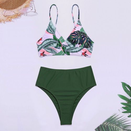 Bikini taille haute avec motif tropical - SHEIN - Modalova