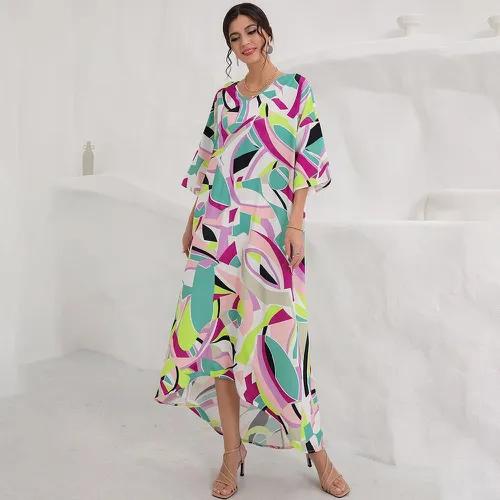 Robe tunique longue asymétrique avec imprimé géométrique - SHEIN - Modalova