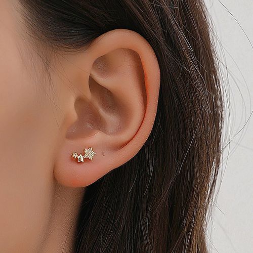 Clous d'oreilles zircone cubique à détail étoile - SHEIN - Modalova