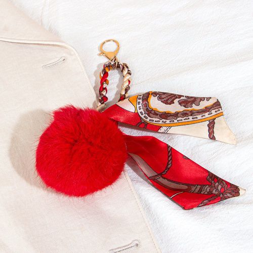 Breloque de sac à détail foulard à pompon - SHEIN - Modalova