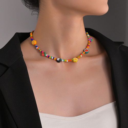 Collier avec perles à détail taijitu - SHEIN - Modalova