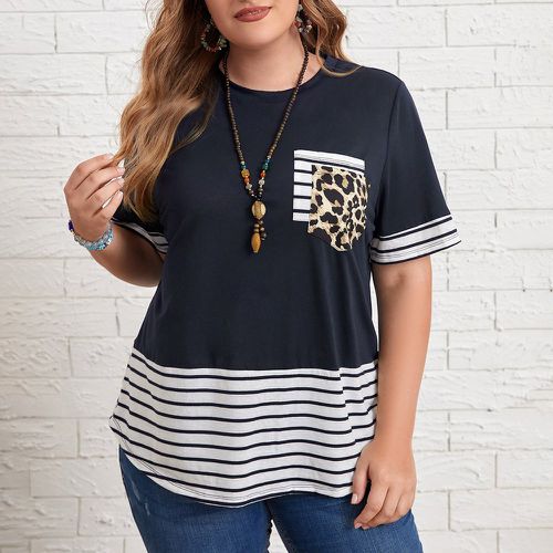 T-shirt à rayures avec motif léopard - SHEIN - Modalova