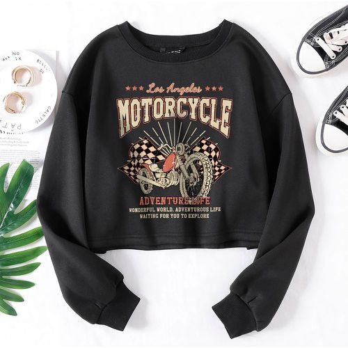 Sweat-shirt court moto et lettre à doublure thermique - SHEIN - Modalova