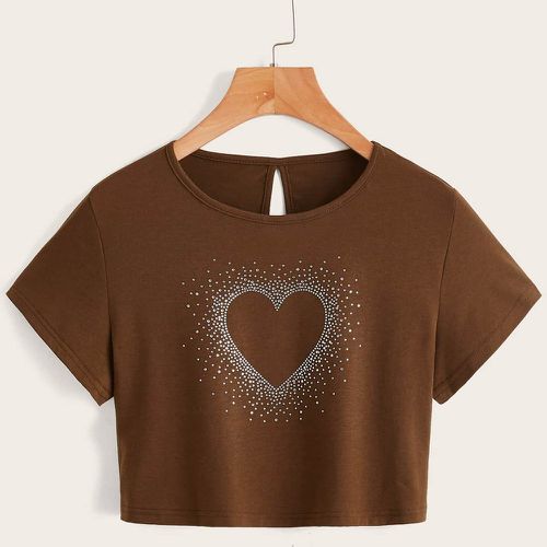 T-shirt court à motif de cœur à strass - SHEIN - Modalova