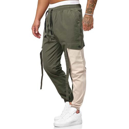 Pantalon cargo poche à rabat à blocs de couleurs à cordon - SHEIN - Modalova