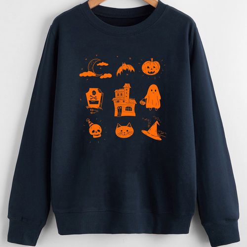 Sweat-shirt à imprimé citrouille halloween et tête de mort - SHEIN - Modalova