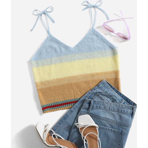 Top en tricot à fines brides à blocs de couleurs à rayures à nœuds - SHEIN - Modalova