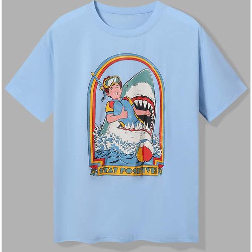 T-shirt slogan figure & requin - SHEIN - Modalova