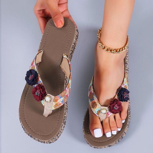 Sandales à entre-doigt à fleur à plate-forme - SHEIN - Modalova