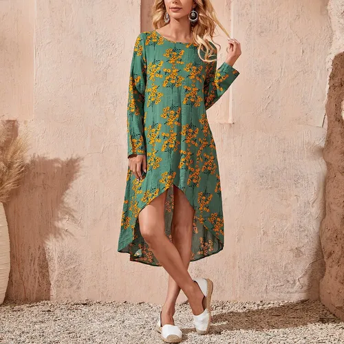 Robe tunique à imprimé fleuri asymétrique - SHEIN - Modalova
