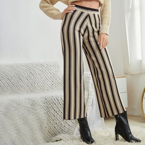Pantalon à rayures taille haute en tricot - SHEIN - Modalova