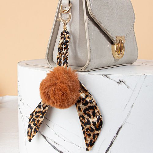 Breloque de sac avec motif léopard à détail foulard pompon - SHEIN - Modalova