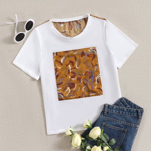 T-shirt à imprimé floral patch - SHEIN - Modalova