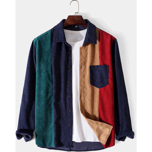 Chemise à blocs de couleurs à patch à poche en velours côtelé (sans t-shirt) - SHEIN - Modalova
