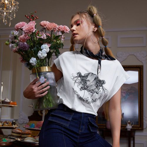 T-shirt manches chauve-souris figure - SHEIN - Modalova