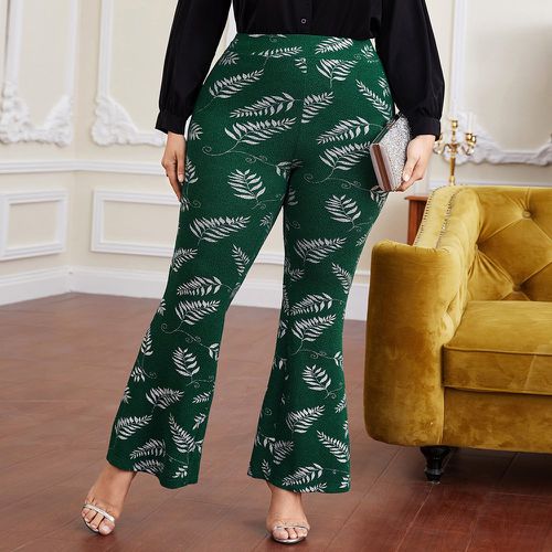 Pantalon évasé taille haute à imprimé végétale scintillant - SHEIN - Modalova