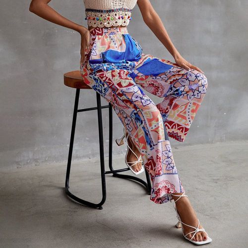 Pantalon ample à imprimé floral patchwork - SHEIN - Modalova