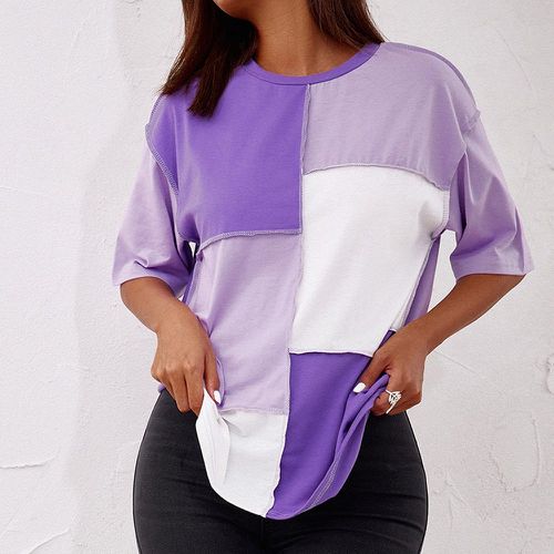 T-shirt long avec blocs de couleurs - SHEIN - Modalova