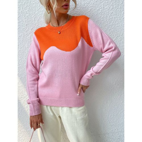 Pull en tricot bicolore - SHEIN - Modalova