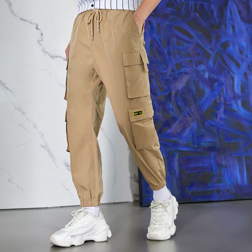 Pantalon cargo à applique poche à rabat à cordon - SHEIN - Modalova
