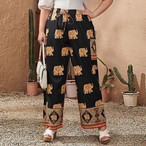 Pantalon ample à imprimé éléphant à nœud - SHEIN - Modalova