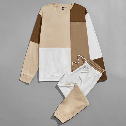 À blocs de couleurs Sweat-shirt & à cordon Pantalon de survêtement - SHEIN - Modalova