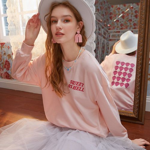 Sweat-shirt fraise & à imprimé slogan - SHEIN - Modalova