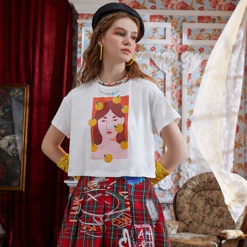 T-shirt à motif de citron et de figure - SHEIN - Modalova