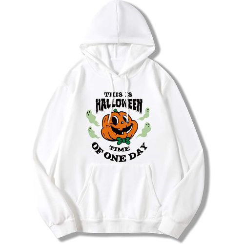 Sweat-shirt à capuche à imprimé Halloween à cordon - SHEIN - Modalova