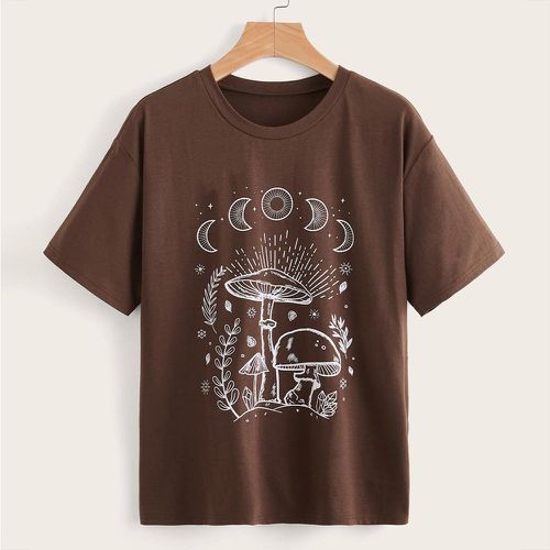 T-shirt lune & à imprimé champignon - SHEIN - Modalova